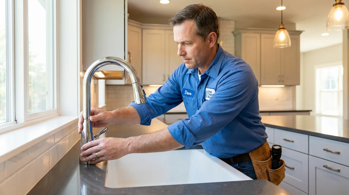 Kitchen faucet installation by Johns Plumbing LLC in Orono